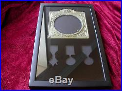 Casualty Medal Frame to house 3 WW1 Medals & Replica Memorial Plaque Display
