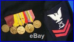 Crackerjack Navy Sailor Uniform Liberty Cuffs Named ID Ww2 Medals Coast Guard Us