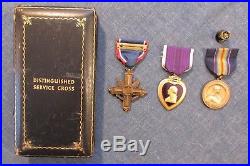 DISTINGUISHED SERVICE CROSS Named WW I Thomas Mader & Purple Heart & PA NG Medal