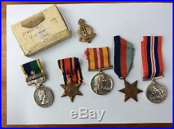 Efficiency Medal T & A. V. R. Suspender RAMC + WW2 BURMA group + Red Cross LSGC