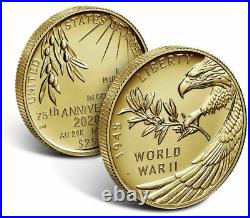End of World War II 75th Anniversary 24-Karat Gold Coin 1/2oz. SEALED UNOPENED