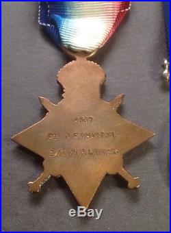 First World War 1914 Mons Star & Clasp Medal Group Oliver Wharton