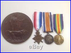 First World War Medals And Plaque London Irish Rifles Killed In Action 1915