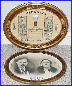 FRAMED FRENCH MINIATURE WAR MEDALS and FRAMED PHOTO