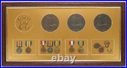 First World War. Four brother's family group medals and Memorial Plaques