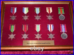 Framed Campaign Medals of WW2 FULL Size replicas