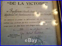 France Ww1 Victory Medal Award Letter Framed With A Belgium Victory Medal