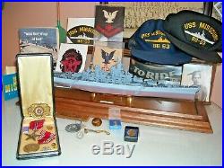 Franklin Mint USS Missouri BB-63 WW2 Battleship Model / Memorabilia medals, hat
