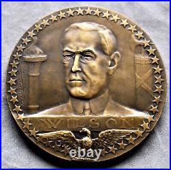 French (Paris Mint) Bronze WWI 1917 Medal for US Joining Allies (Woodrow Wilson)
