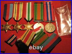 Full Size Set Of 5 Genuine Original Ww2 Medals 1939 1945 Africa Star
