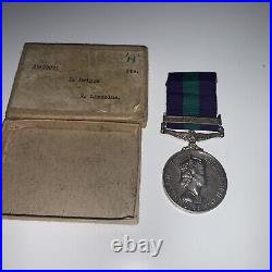 GSM GENERAL SERVICE MEDAL FOR MALAYA 23192073 B Briggs Royal Lincoln's