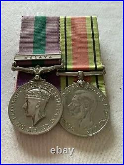 GSM Malaya WW2 Defence Medal Pair Sgt Booth Royal Signals