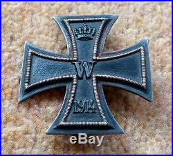 Genuine Iron Cross First Class 1914 Maker Marked S-W German WW1 Medal