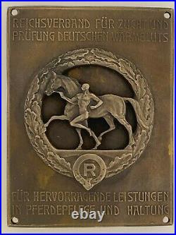 German WW2 Equestrian Horse Breeding and Welfare Plaque Award in Bronze