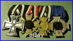 German Ww I/ww II Medal Bar, 4 Medals, Ww I Ic, War Merit, Hindenburg, Ln Svc
