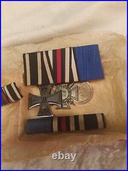 German ww1 medal bar set with ribbons in old box