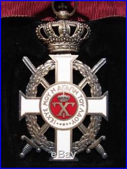 Greece Greek Order Of King George Commander Badge Cross Swords Ww2 War Medal Box