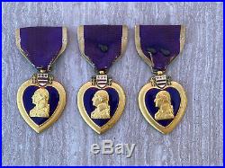 Group of 3 Vintage Purple Heart Medals with OLC! World War 2