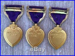 Group of 3 Vintage Purple Heart Medals with OLC! World War 2
