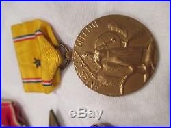 H VTG Navy Award Service Medal Ribbon WW1 WW2 II Naval LOT x4 Set Star Pin Bar