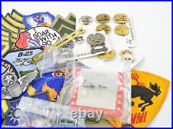 Huge Lot of Original WWII-Beyond Patches Pins Medals Collar Devices Badges Award