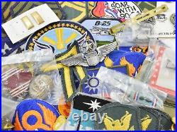 Huge Lot of Original WWII-Beyond Patches Pins Medals Collar Devices Badges Award