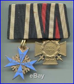 Imperial German World War I Prinzen Pour Le Merite Blue Max Medal Bar
