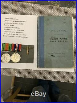Inter War 1923-1930 AIR GUNNERS LOG BOOK And Ww2 Medals
