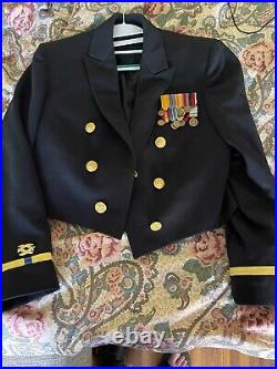 Korean War Blue Military Jacket with Medals, Ribbons