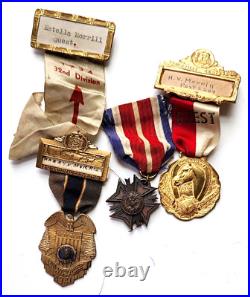 Large Lot Wwi Medals, Pins, Patches 35 Items Harry V Morrill