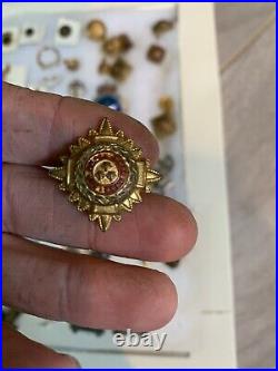 Large lot of vintage military pins and medals with sterling and british medals