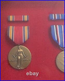 Lot 23 Vintage WWII U. S. WWII Medals and Bar Gold Framed Set 23 X 17 X 2