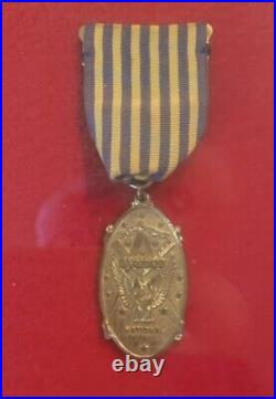 Lot 23 Vintage WWII U. S. WWII Medals and Bar Gold Framed Set 23 X 17 X 2