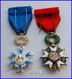 Lot 2 Vintage French WWII Medal Order of the Legion of Honour Order of merit