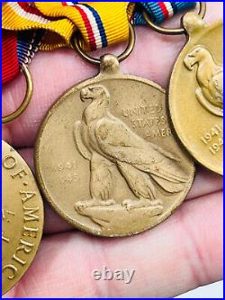 Lot (4) WW2 American Defense Campaign Asiatic Pacific Fleet MEDAL eagle bronze