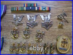 Lot Of U. S. Military Navy Medals, Pins, Ribbons, And Buckles Vanguard Vintage D6