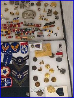 Lot Of WWII Military Collectibles Medals, Patches, Pins, Ribbon Bars & More