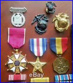 Lot of 15 USMC WW2, Post WW2 Medals, 9 Badges, Ribbons, Good Conduct Medal Named