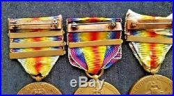 Lot of 4 Rare US WW1 Victory Medals with 1,3 and 4 Campaign Bars
