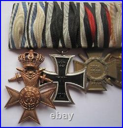 MEDAL WW1 GERMAN GROUP OF 4 BAYERN MVK CROWN + EK2 + C of H + AUSTRIAN 1914-18