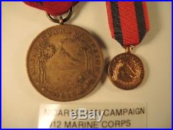 Marine Corps Nicaraguan campaign medal #611 to Kennedy ribbon bar miniature WW I