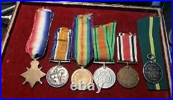 Medal group WW1 & T. F. EM 1/4 East Kent Regiment. Defence medal & special