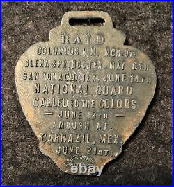Mexican Border War 1916 Pancho Villa Raid Medal Fob RARE