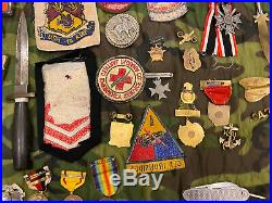 Military Junk Drawer Lot, WW1 Vietnam, US Army Navy Insignia Medals Pins Patches