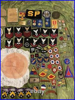 Military Junk Drawer Lot, WW2 Modern US Army Navy Insignia Pins Medals Vie