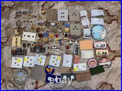 Military Junk Drawer Lot, WW2 Vietnam Modern US Army Navy Insignia Pins Medals
