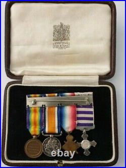 Miniature WW1 Distinguished Flying Cross (DFC) medal group in Box