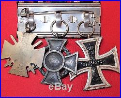 Mounted Ww1 German Iron Cross 2nd Class & Oldenburg Cross 3 Medal Set