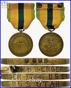 Named #9595 Usn Mexico Campaign Medal F. B. Berger Uss Utah Battleship Numbered