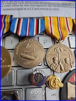 Named Pre WW2 USN-6-Medal Grouping + Yard Badge+ Discharge Pins VERY RARE